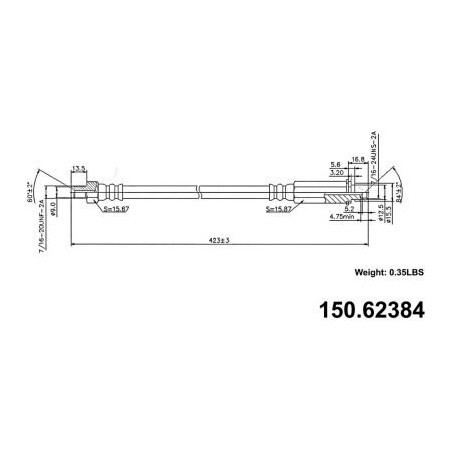 Centric Brake Hose, Parts 150.62384 150.62384